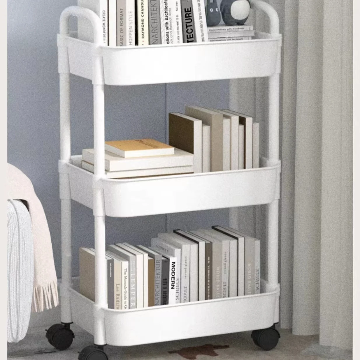 Household Multi-layer Small Cart Storage Rack Floor To Floor Kitchen Bedroom Bathroom Storage Rack Storage Rack With Wheels - Image 2