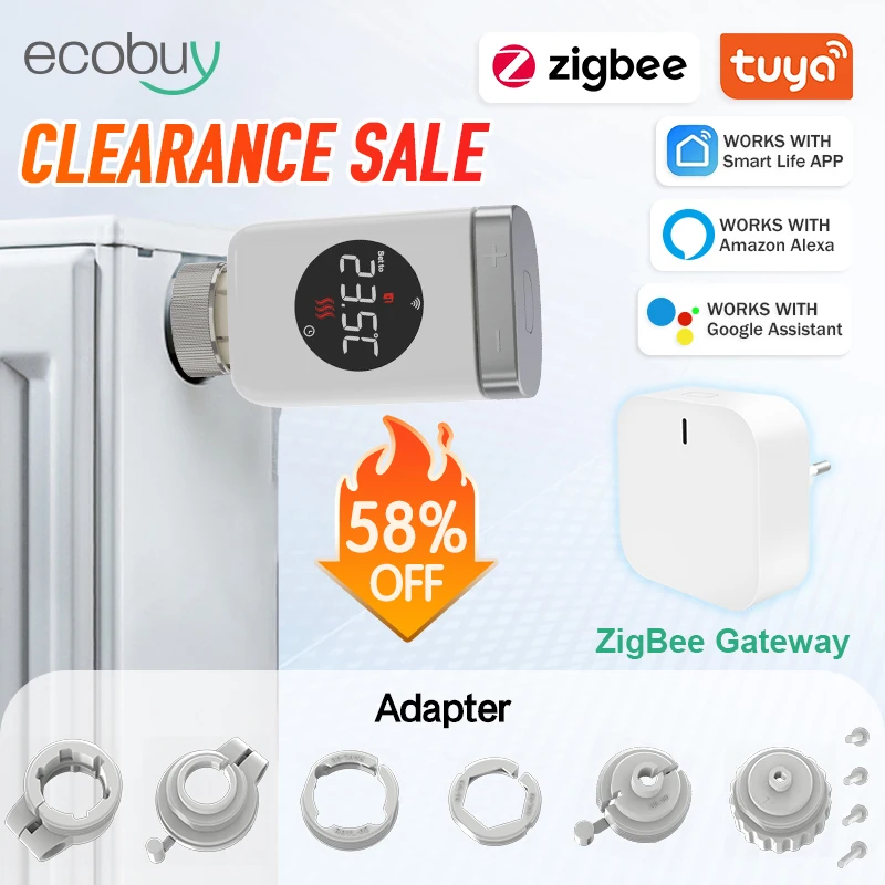 Tuya ZigBee Smart Home Thermostat Radiator Valve Actuator Smart TRV Thermostatic Valve Temperature Controller Alexa Google Home