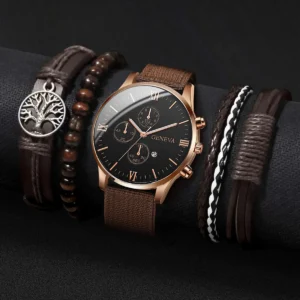 4/5PCS Fashion Men Watches Casual Male's Quartz Watch Bracelets Set Relogio Masculino Reloj Hombre(Without Box)