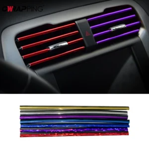 10 Pcs Colorful Car Accessories DIY Auto Interior Air Conditioner Outlet Vent Grille Chrome Decoration Strip for Car Styling