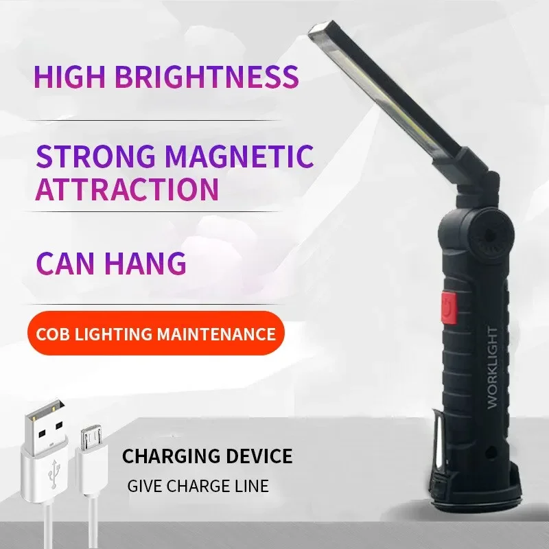 Folding LED Work Light Portable Spotlight with Magnetic Base Clip USB Charging Repair Torch Movable Work Light Flashlight - Image 5