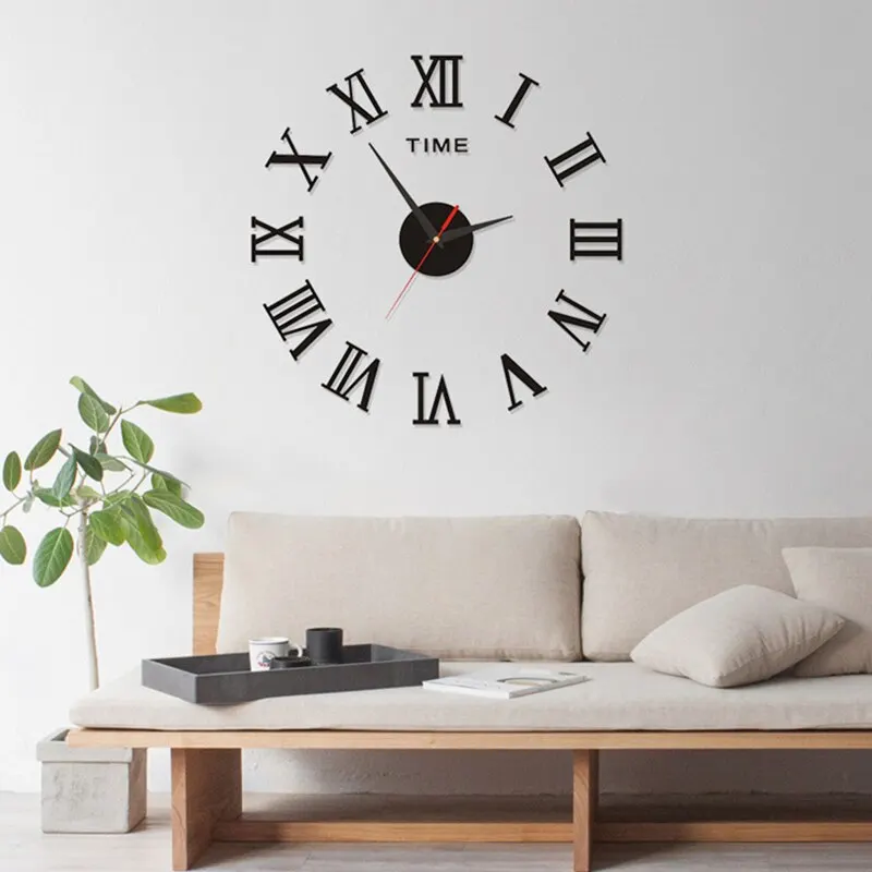 3D Acrylic Digital Wall Clock Roman Numerals Design Mirror Wall Clock Fashion Large Round Wall Clock DIY Self Adhesive Clocks - Image 4