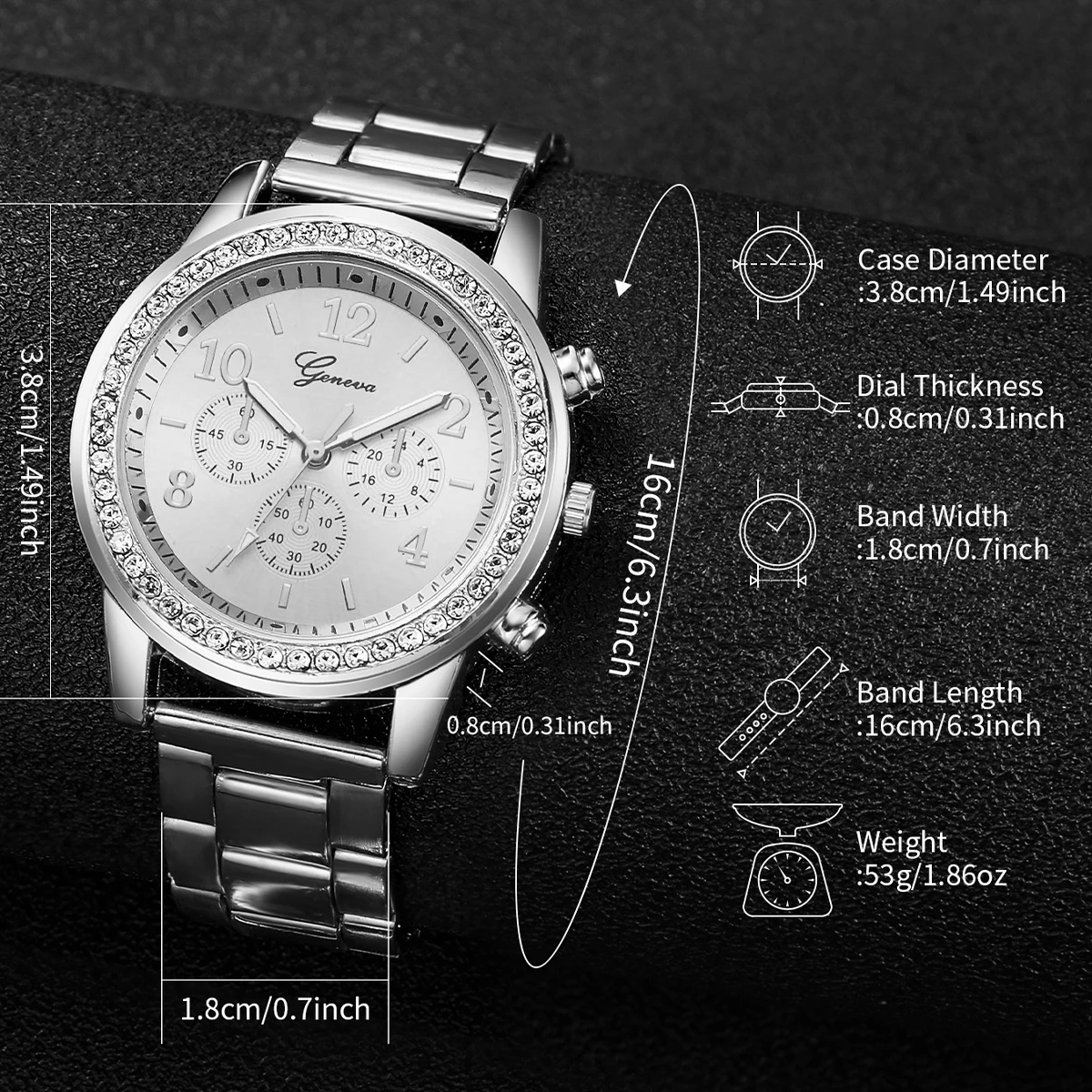 4PCS/Set Women's Watch Fashion Rhinestone Arabic Dial Steel Band Quartz Watches Bracelets Set(Without Box) - Image 5