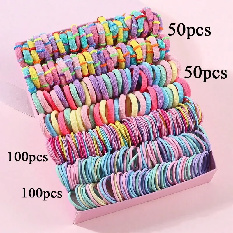 250/300Pcs Girls Colorful Hair Bands Set Nylon Elastic Rubber Band Children Ponytail Holder Scrunchies Kids Hair Accessories - Image 3