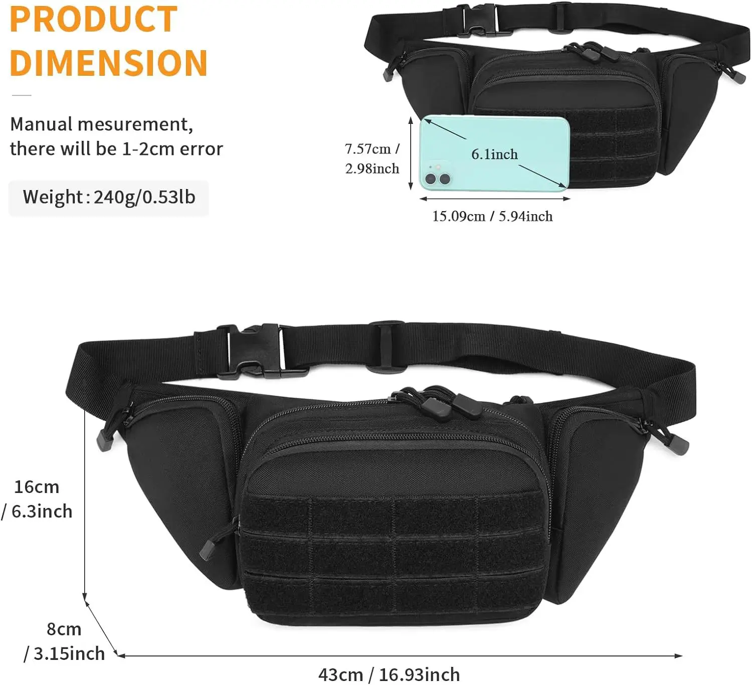 New Outdoor Multi functional Invisible Waist Attachment Bag for Men's Sports Storage Waist Bag Outdoor Tool Kit - Image 2
