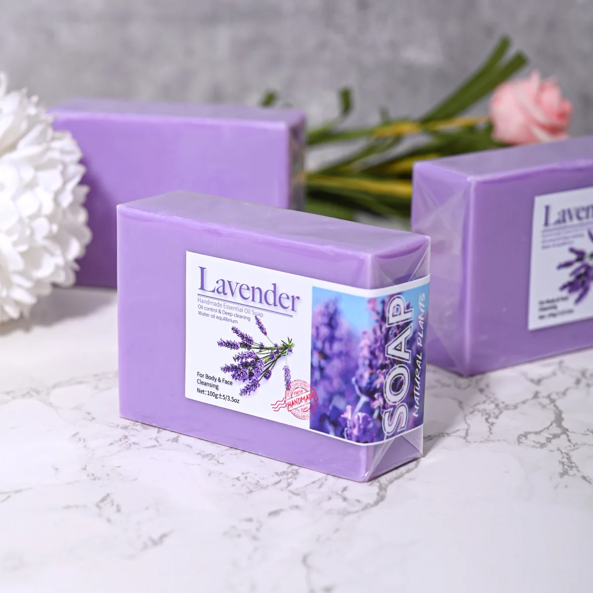 Natural Organic Lavender Essential Oil Soap Handmade Soap for Cleansing, Refreshing, Oil Control, Bath Soap - Image 2