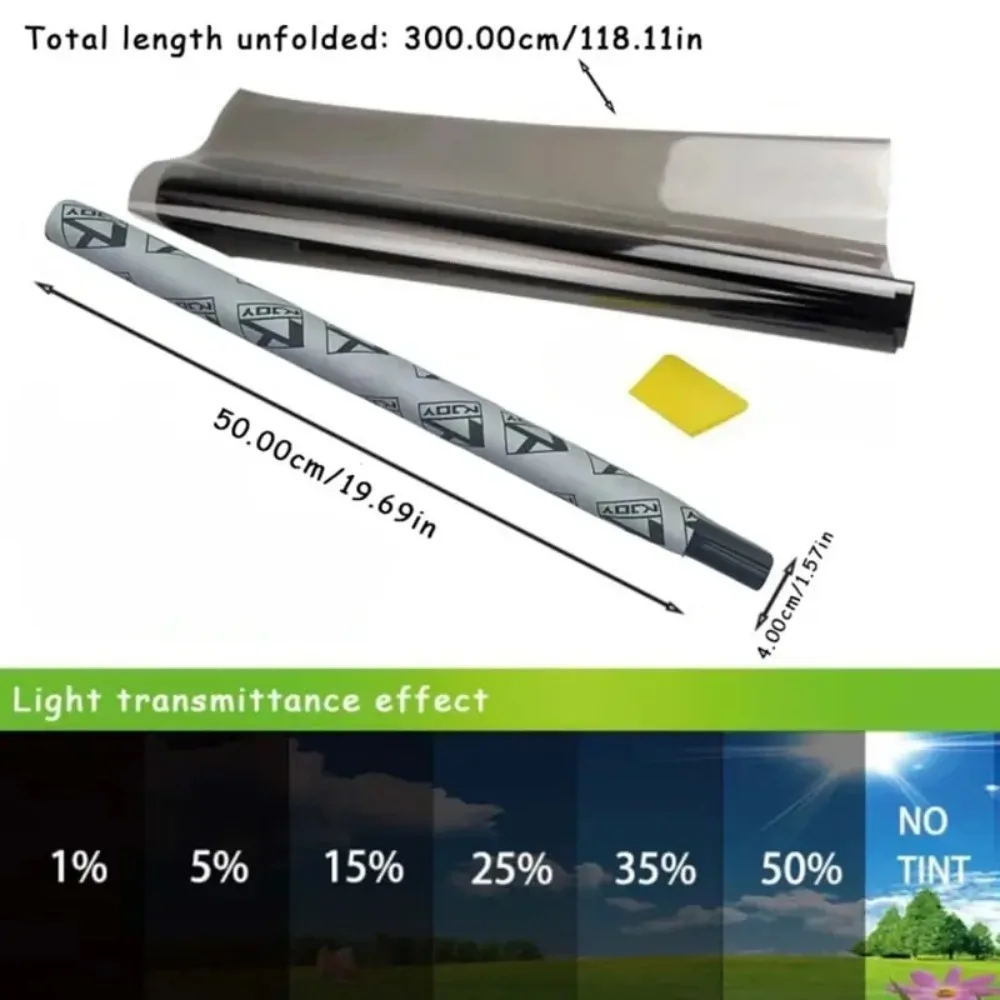 KKJOY 3M x 50cm VLT Black Car & Home Window Tint Film - UV & Solar Protector, Pearl Cotton Stick - Image 4