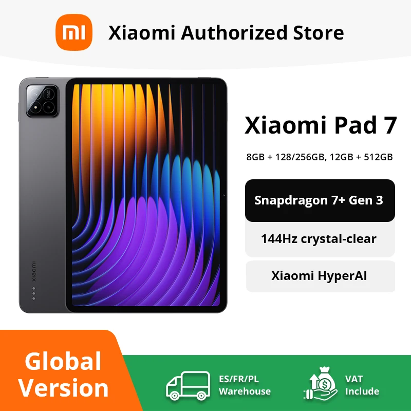 Global Version Xiaomi Pad 7 Snapdragon 7+ Gen 3 Octa-core CPU Tablet 8850mAh 13MP Camera 11.2" 3.2K Display 144Hz 45W Charging