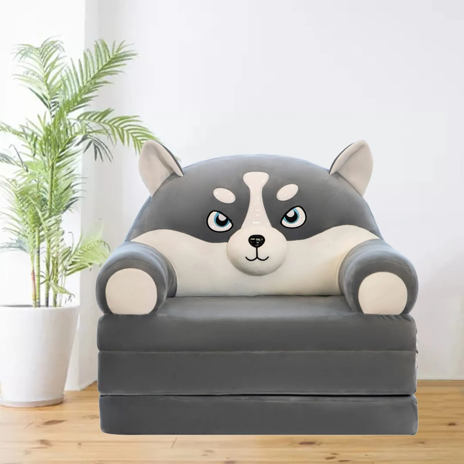 Plush Foldable Kids Sofa Backrest Armchair 2 In 1 Foldable Children Sofa Cute Cartoon Lazy Sofa Children Flip Open Sofa Bed For - Image 11