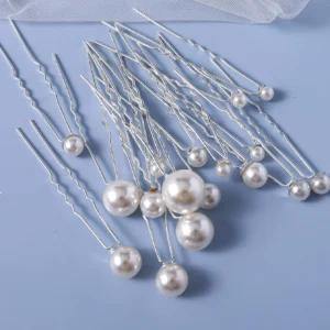 18Pcs Wedding Faux Pearl Hair Pins Bridal Hair Pearls U-Shaped Bobby Pins Golden Hairpins Hair Bridal Hair Accessories