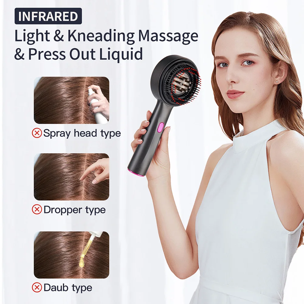 Electric Massage Comb Vibration Red Light Therapy Hair Growth Massage Scalp Massage Brush Anti Hair Loss Liquid Oil Applicator - Image 4
