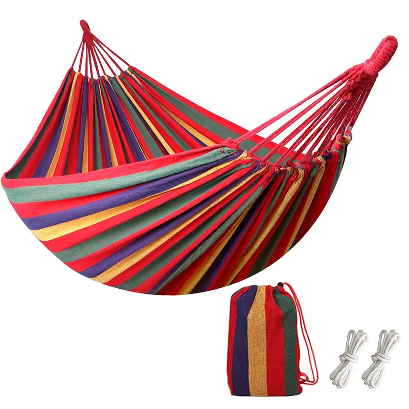 WESTTUNE Outdoor Canvas Hammock Camping Swing Hammock with Tree Ropes Load-bearing Up to 200kg Perfect for Garden Patio Backyard - Image 3