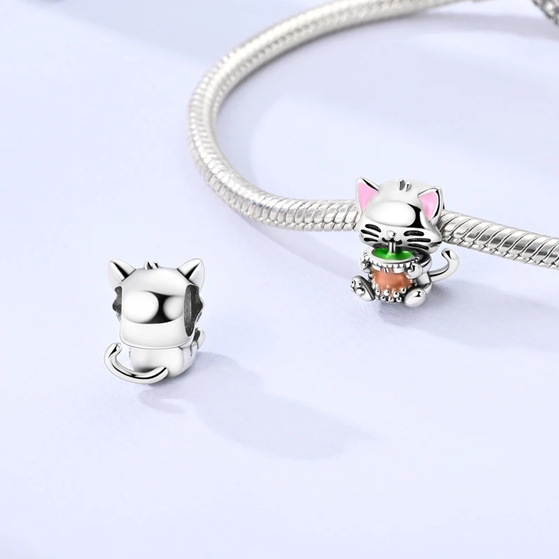 Original 925 Sterling Silver Charms Beads Cute Cat Dog Tiger Koala Animal Charm Pendant For Women Fine DIY Birthday Jewelry Gift - Image 5