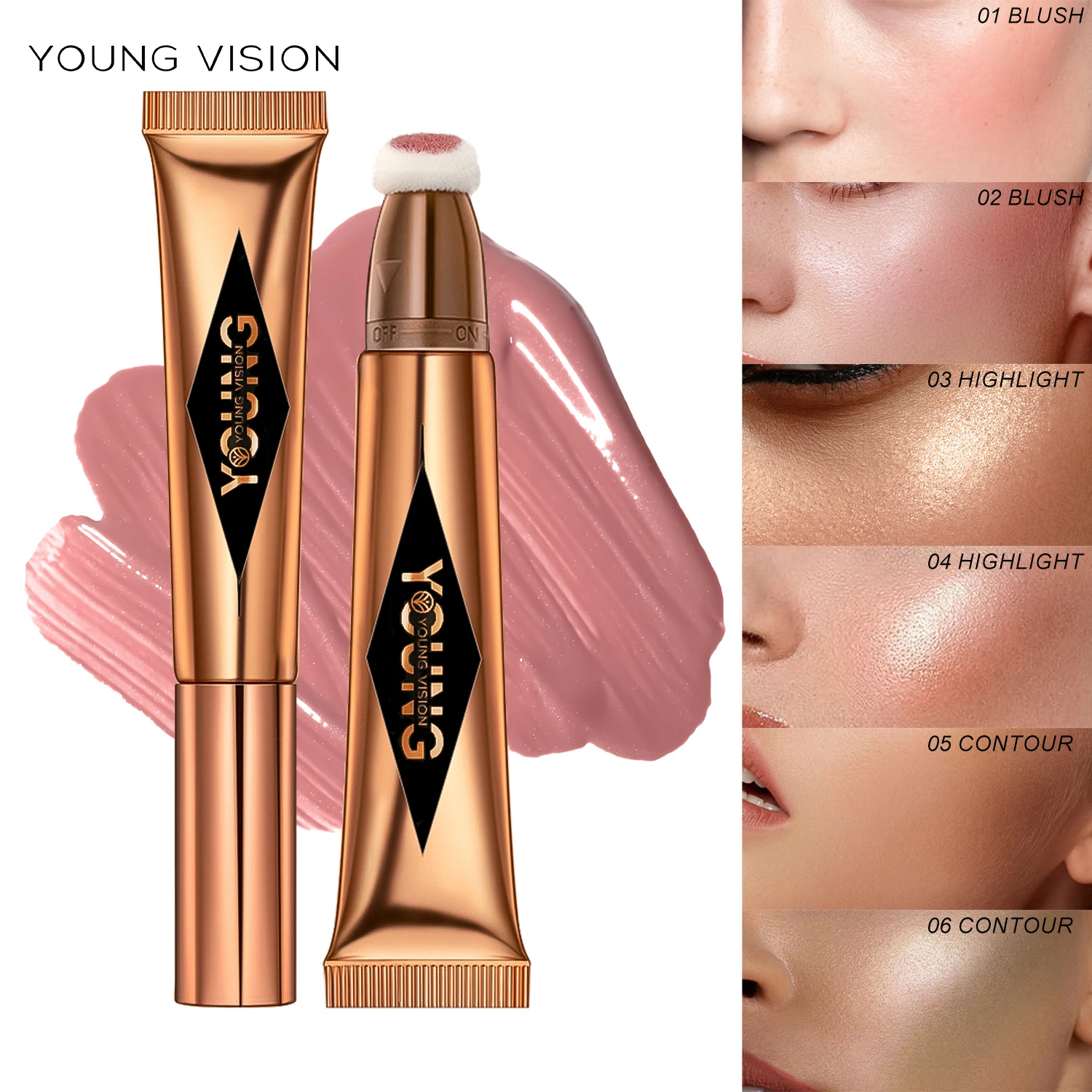 YOUNG VISION air cushion, powder blusher, high gloss stick, makeup liquid, rouge, 6 colors optional - Image 2