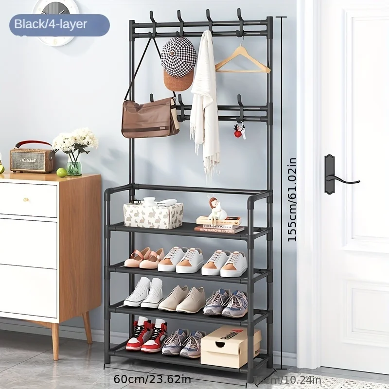 Simple Coat Rack With Shoe Storage Shelf Hallway Shelf For Storage Shoes Clothes Coat Hat Bag Umbrella Home Accessories - Image 2