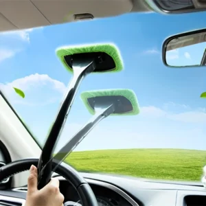 Car Window Cleaner Brush Kit Microfiber Windshield Cleaning Tool Auto Interior Glass Wash Wiper Long Handle Reusable Cloth Pad