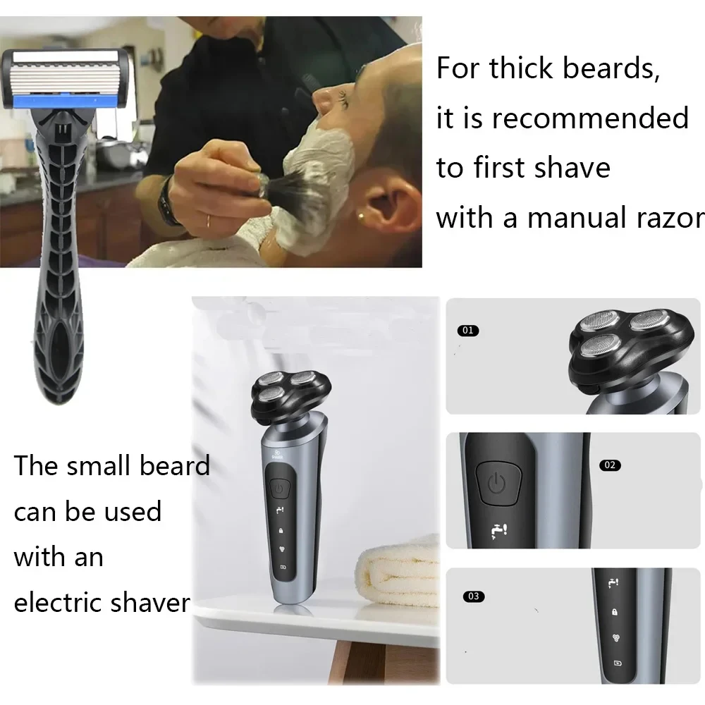 Men's Intelligent Rechargeable Shaver Wet/Dry Beard Razor ABS Tondeuse Dissolving Beard Rechargeable Razor for Smooth Skin - Image 5