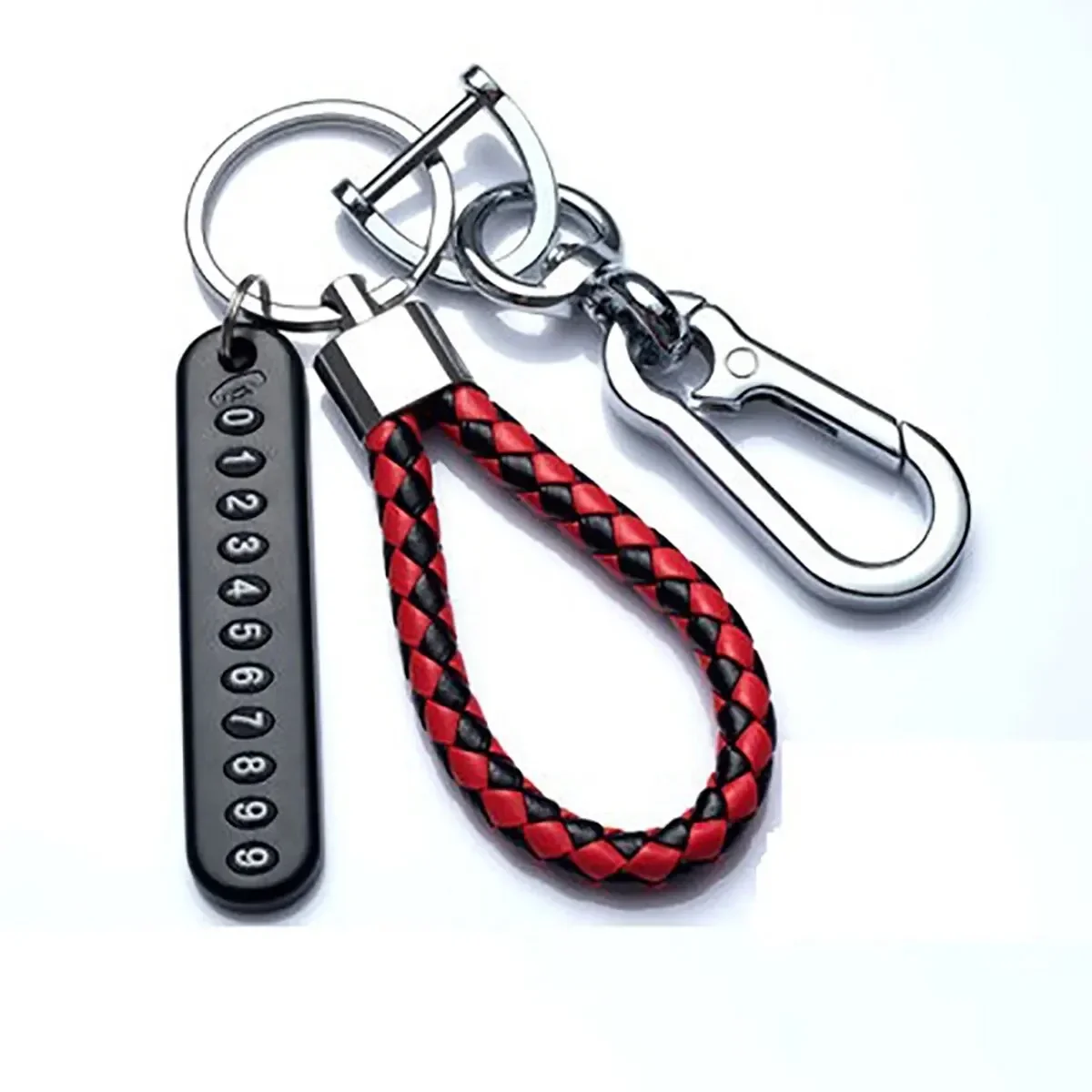 Trendy DIY Mobile Phone Number Plate Pendant Keychain for Men Punk Simple Woven Leather Rope Anti-lost Car Key Chain Accessories - Image 5