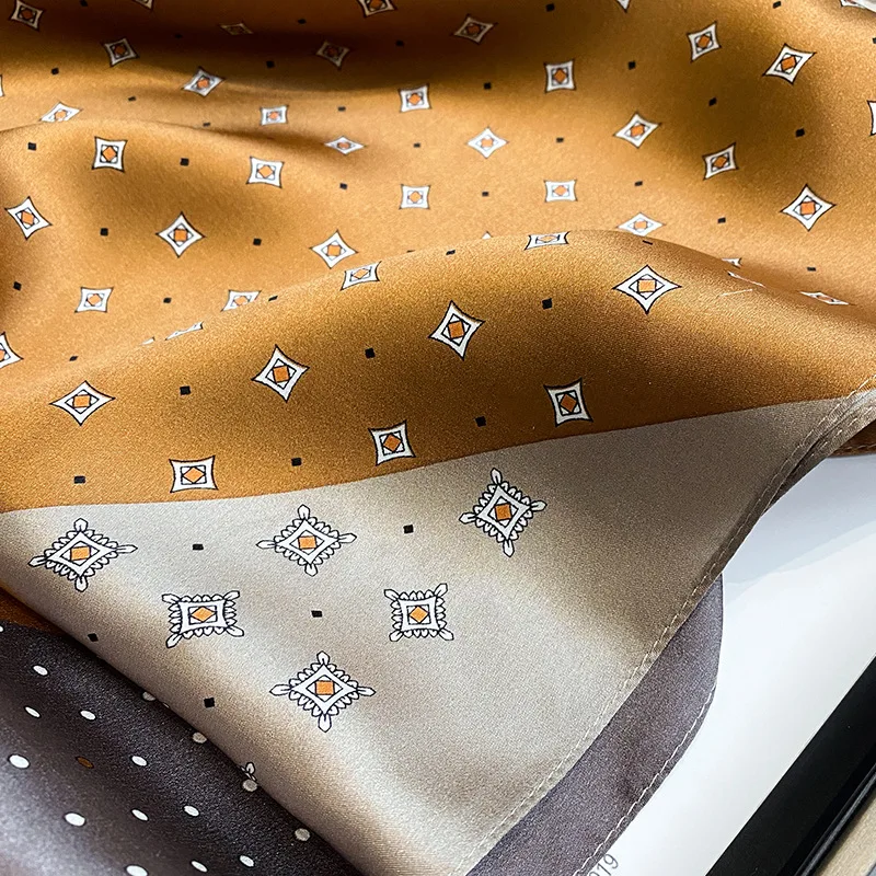 2023 Luxury Brand Silk Scarf Square Women Shawls And Wraps Office Small Hair Neck Hijabs Kerchief Foulard Ladies Scarves 70*70cm - Image 4