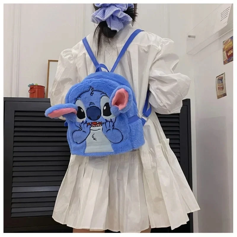 New Disney Stitch Plush Backpack Ins Japanese Blue Funny Cartoon Large-Capacity Student Backpack Kindergarten Bag Child Gift - Image 4