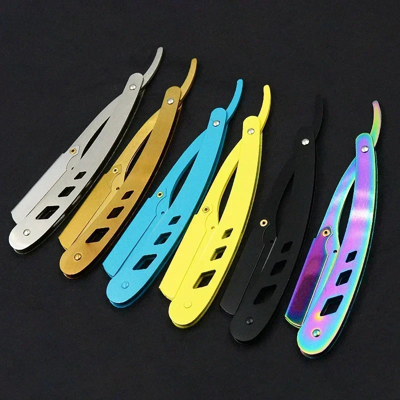 Shaving Barber Razor and Blades Men Tools Hair Antique Black Folding Shaving Knife Unisex Hair Removal (Without Blade) - Image 2