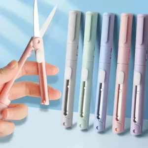 1pc Mini Portable Scissors Paper Cutter Knife 2 In 1 Multifunctional Pocket Pen Shape Scrapbooking Carving Cutting Art Tools