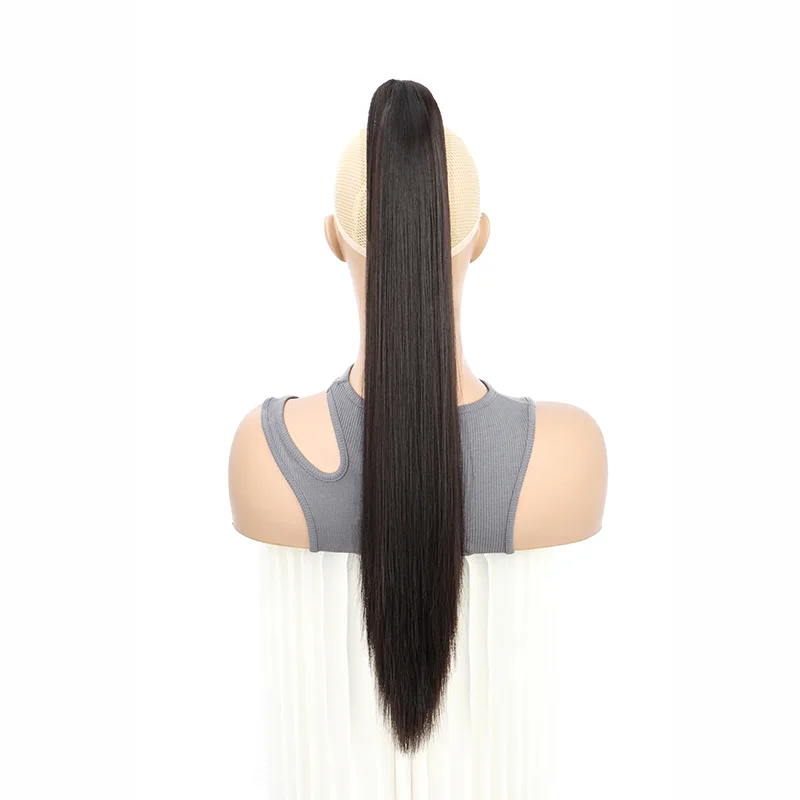 24Inch Synthetic Long Straight Claw Clip On Ponytail Hair Extensions Heat Resistant Ponytail Blonde Black Hairpiece for Women - Image 14
