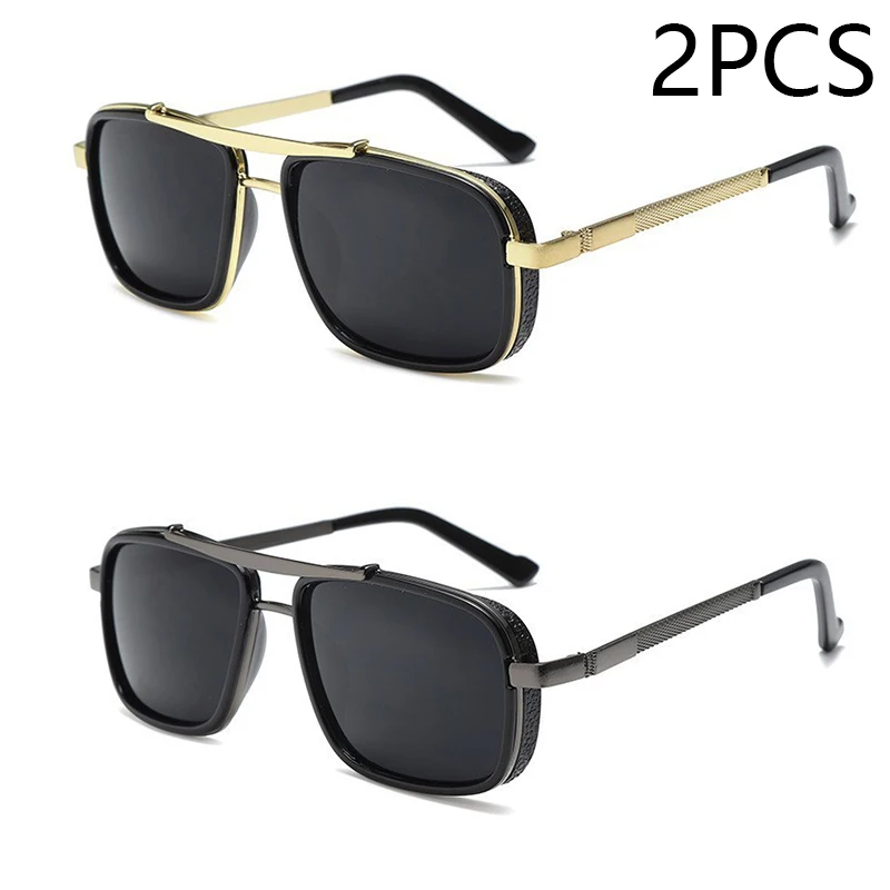 New Sunglasses Punk Sunglasses New Men's Square Uv400 Twin-beam Aviator Sunglasses - Image 16