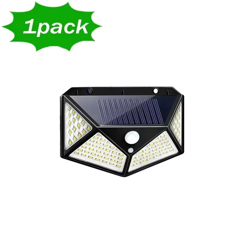 1~12PCS 100 LED Solar Wall Lamp 4 Sides Luminous With Motion Sensor Outdoor Garden Courtyard Waterproof Wall Light - Image 8