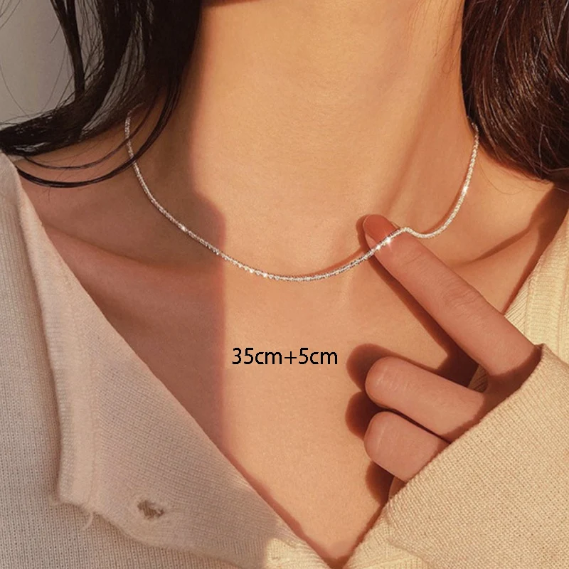 Silver Color Sparkling Necklace For Women Trendy Clavicle Chain Choker Girls Korean Wedding Party Jewelry Accessories - Image 11