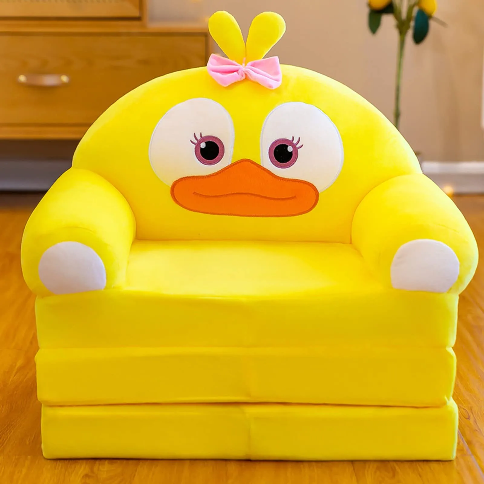 Plush Foldable Kids Sofa Backrest Armchair 2 In 1 Foldable Children Sofa Cute Cartoon Lazy Sofa Children Flip Open Sofa Bed For - Image 13