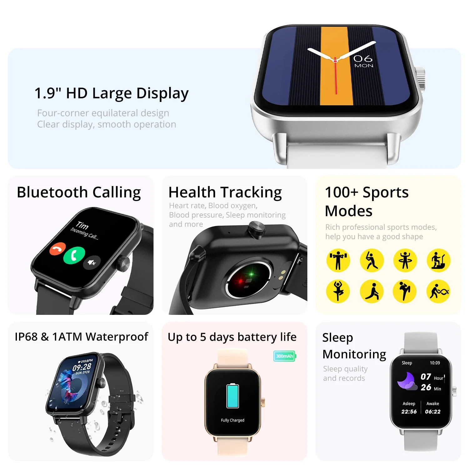 COLMI P81 Voice Calling Smart Watch Ultra 1.9 inch Screen 24H Health Monitor 100+ Sports Modes 100+ Watch Faces Smartwatch - Image 2