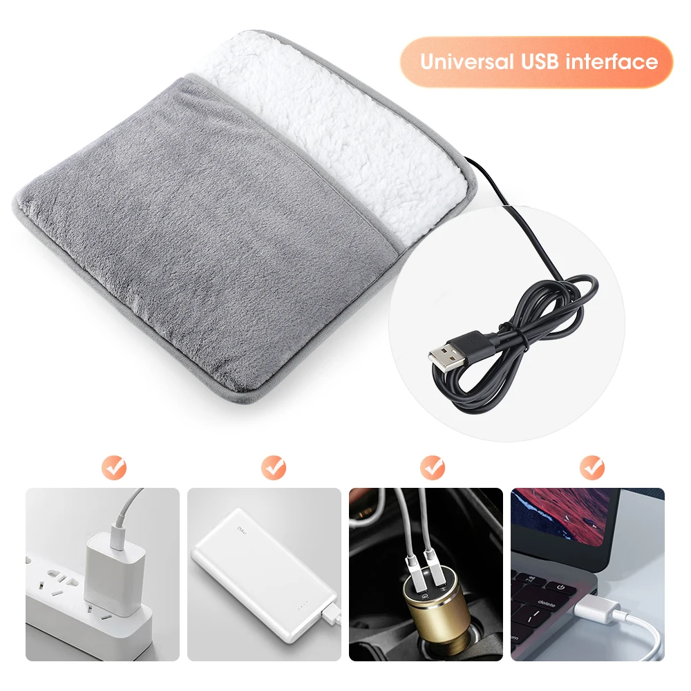 Winter Electric Foot Heating Pad USB Charging Soft Plush Washable Foot Warmer Heater Improve Sleeping Household Foot Warming Mat - Image 4