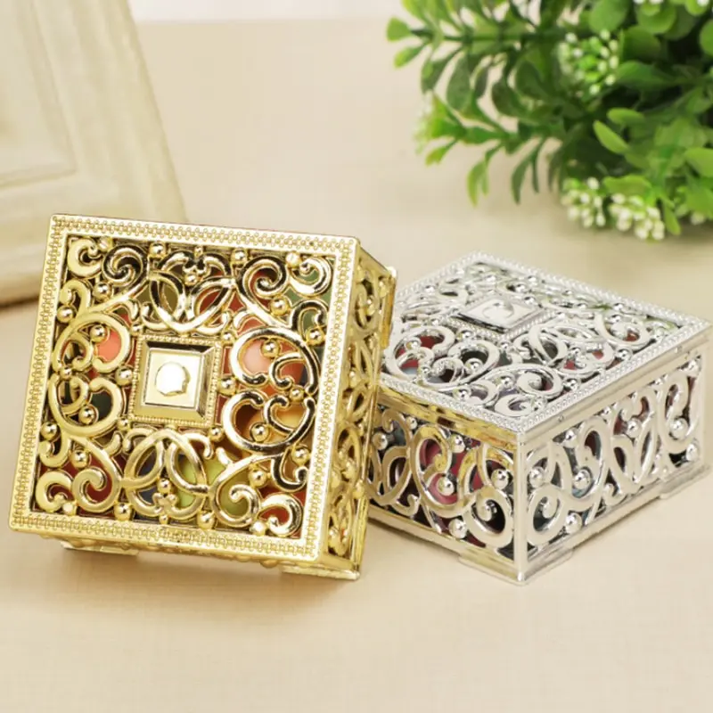 2 PCs Mini Treasure Storage Jewelry Box Silver-color Hollow Flower Pattern Jewelry Case Boxes for Necklace Earring Ring - Image 5