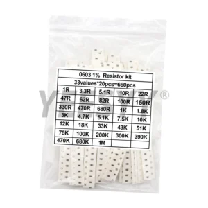 660pcs 0603 0805 1206 0402 0201 1% SMD Chip Resistor Assorted Kit 1R - 1M ohm 33valuesX20pcs Resistance Sample Set
