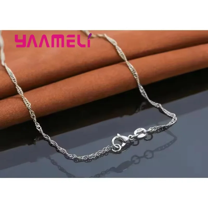 925 Sterling Silver Stamped Necklace Earrings Set Long Chain Sweet Romantic Style Love Heart Shape For Women Lady Wife - Image 4
