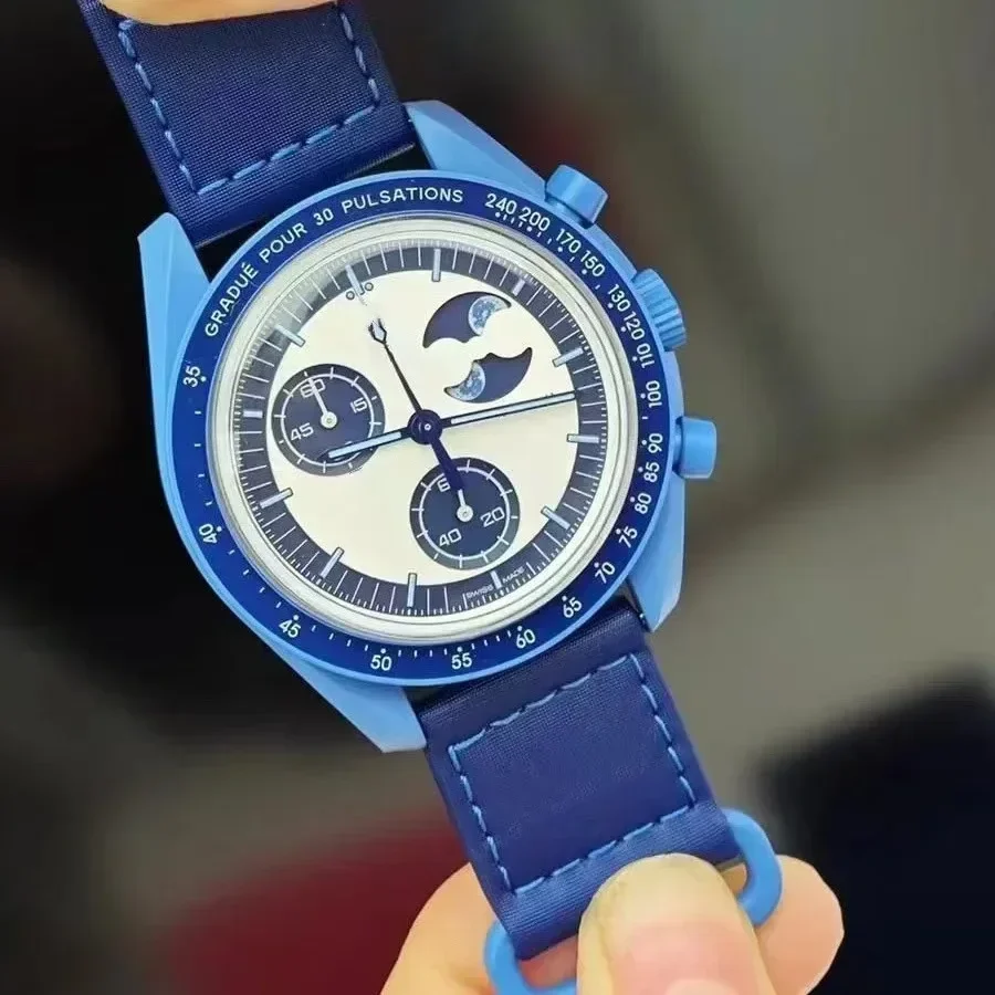 2025 Newest High Quality Wantch Men's and Women's Moon Mercury Quartz Chronograph Watch Celestial Galaxy Dial 6-Hand Hot Sale