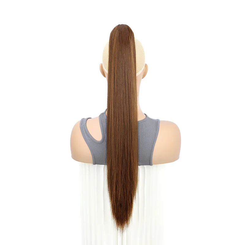 24Inch Synthetic Long Straight Claw Clip On Ponytail Hair Extensions Heat Resistant Ponytail Blonde Black Hairpiece for Women - Image 10