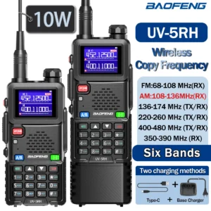 Baofeng UV 5RH 10W Air Band Walkie Talkie Long Range Wirless Copy Frequency Two Way Ham Radio Type-C Baofeng UV 5R Transceiver