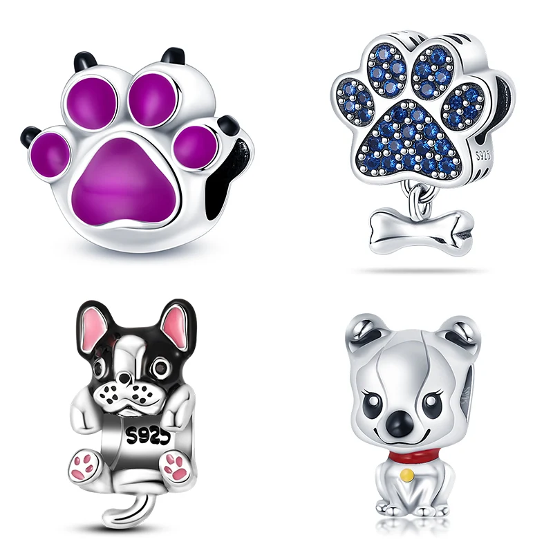 New 925 Sterling Silver Charms Fit 3mm Original Bracelets Cat Dog Beads Fine DIY Jewelry Making Women Party Gifts
