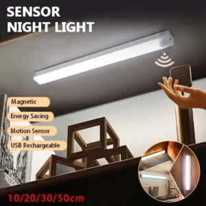 Motion Sensor Light Rechargeable LED Night Light Portable Under Cabinet Light with Magnetic for Bedroom Kitchen Closet Staircase