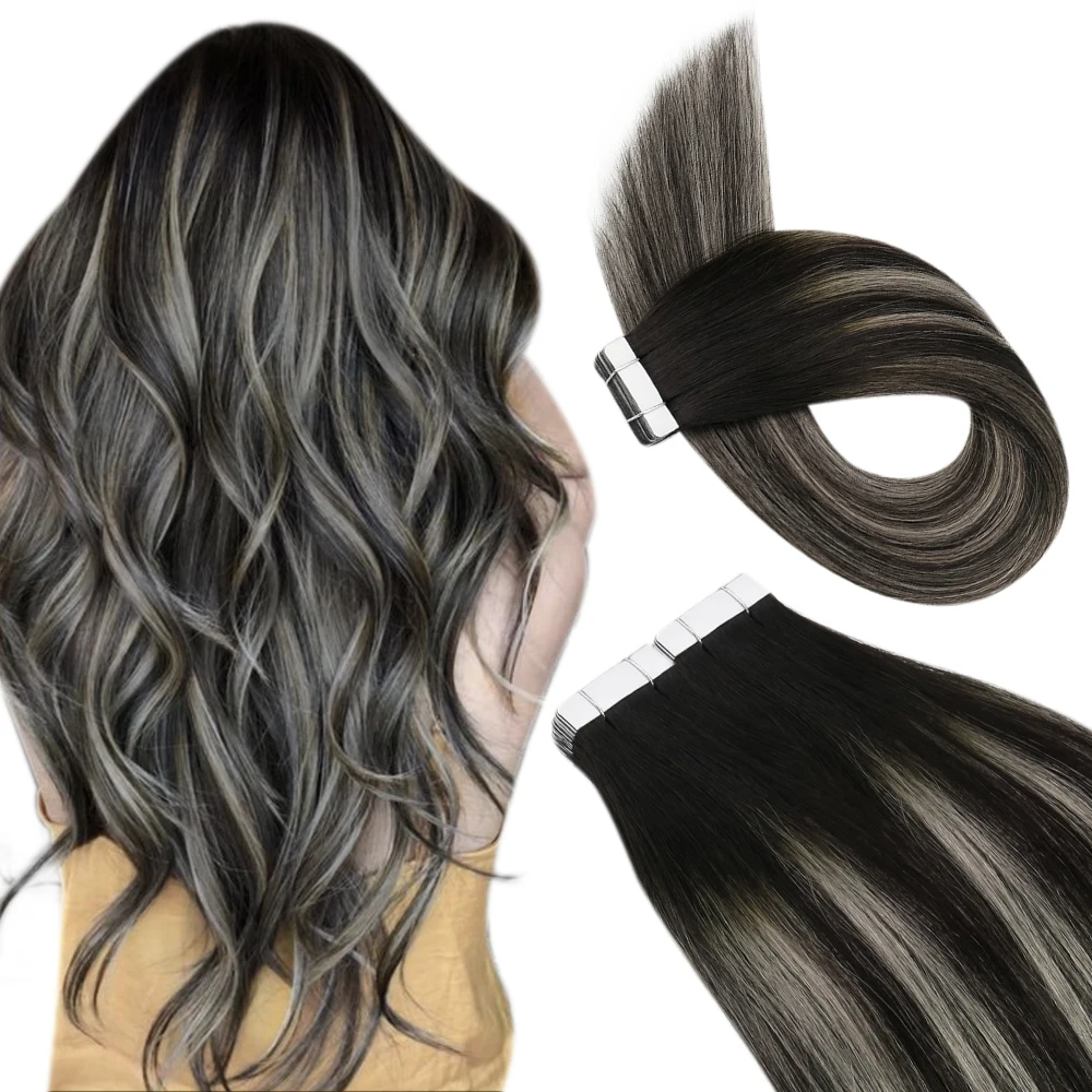 Ugeat Tape in Hair Extensions Human Hair Real Natural Brazilian Remy Hair Straight Seamless Skin Weft For Women Balayage 20P/40P - Image 7