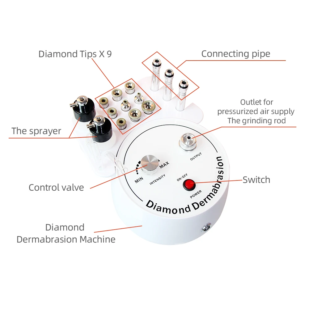 AOKO 3 in 1 Diamond Microdermabrasion Beauty Machine Vacuum Suction Tool Water Spray Facial Moisten Face Exfoliate Skin Peeling - Image 5