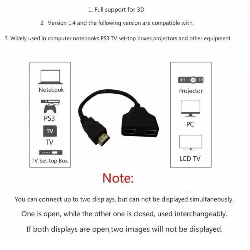 Hdmi Compatible Splitter Cable Video Switch Adapter Output Hub X Box Ps3 4 Dvd Hdtv Pc Laptop TV Hd 1080p 1 Input 2 - Image 6