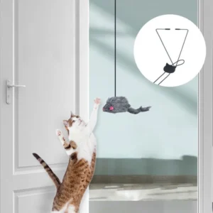 Hanging door mouse teasing cat stick elastic clip door swing hanging jumping toy cat relief pet supplies