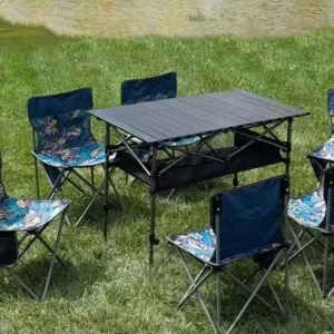 2025 Portable Folding Table Camping Table Outdoor Folding Storage Long Table Easy To Install With Net Bag Black Camping Desk