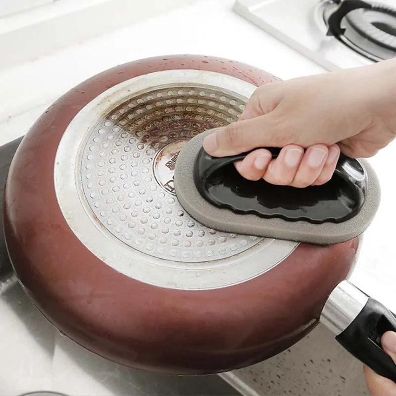 With Handle Emery Sponge Rub Magic Rub Suitable For Kitchen Countertops Wash Pot Bottom Black Dirt Wipe Chopping Board Home Wash