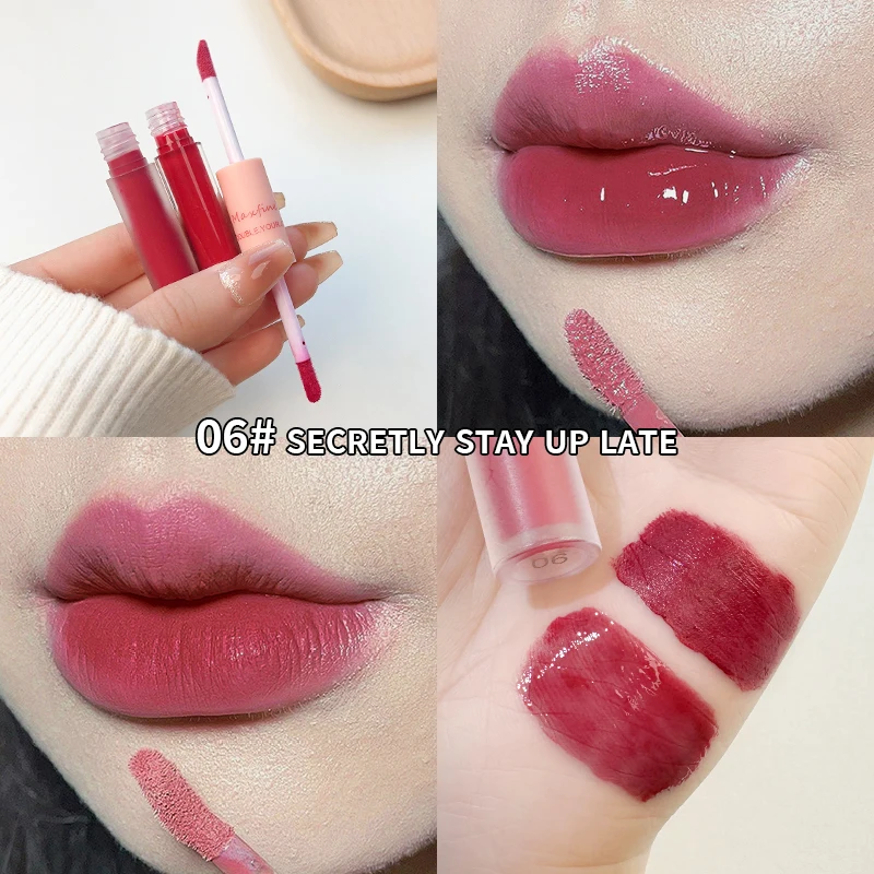 Matte Mirror Double Ended Lip Gloss Velvet Texture And Jelly Texture Moisturizing And Easy To Apply Lip Liquid Lipstick - Image 7