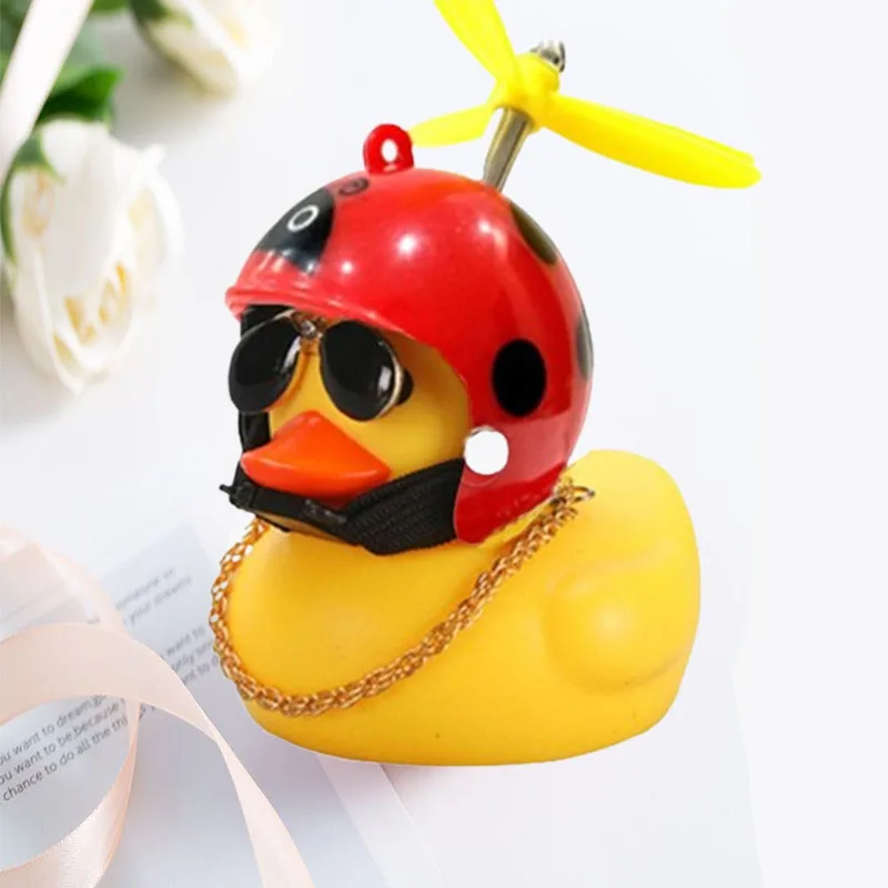 Car Duck With Helmet Broken Wind Pendant Small Yellow Duck Road Bike Motor Helmet Riding Cycling Accessories Without Lights - Image 8