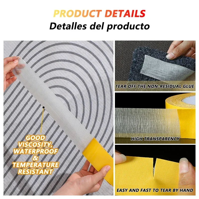 Super Thin Strong Fixation Double Sided Adhesive Tape Heavy Duty Translucent Mesh Waterproof Traceless Powerful Grid Carpet Tape - Image 3